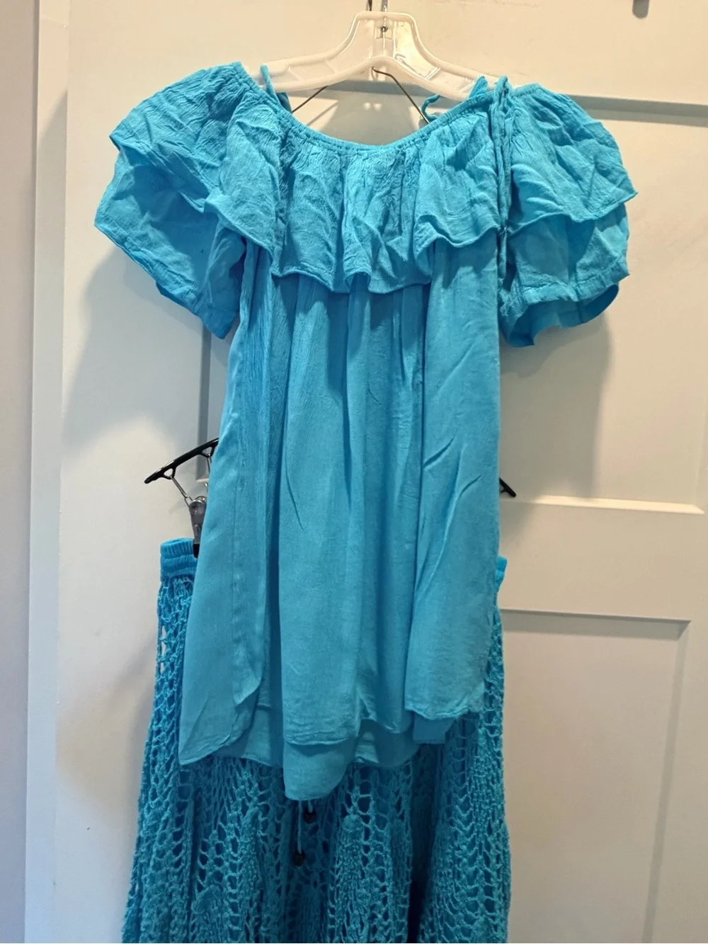 Jackpot Turquoise Boho Top & Crochet Skirt Set OSFM NWT Resort Festival Outfit